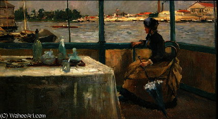 Wikioo.org - The Encyclopedia of Fine Arts - Painting, Artwork by Pierre-Emmanuel Damoye - The Seine at Nanterre