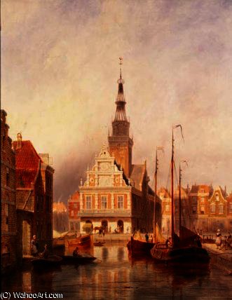 WikiOO.org - אנציקלופדיה לאמנויות יפות - ציור, יצירות אמנות Pieter Cornelis Dommerson - The Weighing House, Alkmaar of Holland