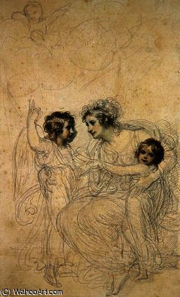 WikiOO.org - אנציקלופדיה לאמנויות יפות - ציור, יצירות אמנות Richard Cosway - The Countess of Hopetoun with her daughters Jasmin
