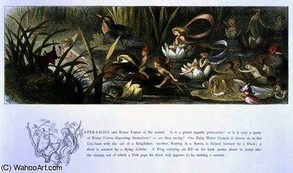 WikiOO.org - Enciklopedija dailės - Tapyba, meno kuriniai Richard Dickie Doyle - Water-Lilies and Water Fairies
