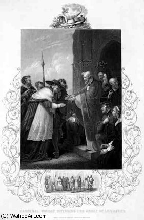 Wikioo.org - สารานุกรมวิจิตรศิลป์ - จิตรกรรม Richard Westall - Cardinal Wolsey Entering the Abbey of Leicester