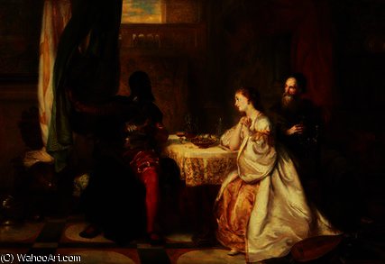 Wikioo.org - The Encyclopedia of Fine Arts - Painting, Artwork by Robert Alexander Hillingford - Othello Relating His Adventures to Desdemona