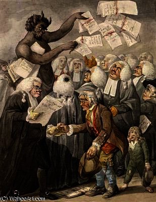 Wikioo.org - The Encyclopedia of Fine Arts - Painting, Artwork by Robert Dighton - The First Day of Term, or The Devil among Lawyers