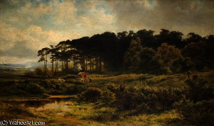 Wikioo.org – L'Encyclopédie des Beaux Arts - Peinture, Oeuvre de Robert Gallon - paysage avec gitane  roulotte