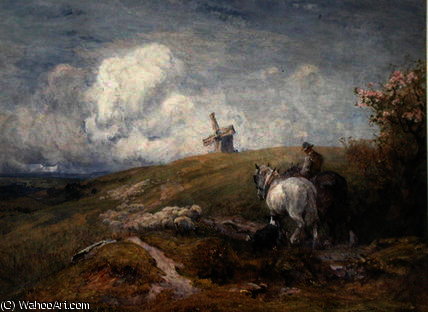 Wikioo.org - The Encyclopedia of Fine Arts - Painting, Artwork by Robert Thorne Waite - Driving Sheep on the South Downs