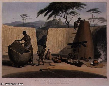 WikiOO.org - Enciclopédia das Belas Artes - Pintura, Arte por Samuel Daniell - Booshuana women manufacturing earthen ware