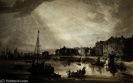 Wikioo.org - สารานุกรมวิจิตรศิลป์ - จิตรกรรม Samuel Owen - Margate harbour,