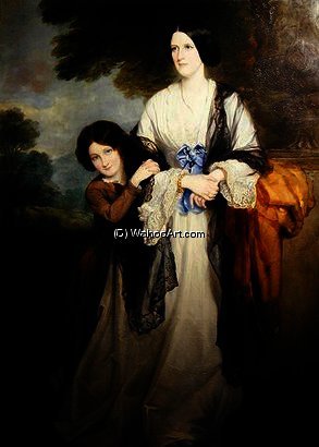 WikiOO.org - Encyclopedia of Fine Arts - Målning, konstverk Francis Grant - Juliana, Countess of Leicester with her eldest child