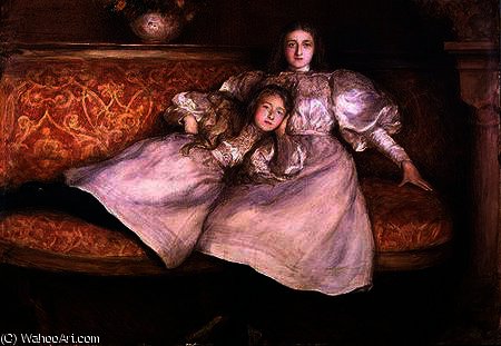 Wikioo.org - The Encyclopedia of Fine Arts - Painting, Artwork by Hubert Von Herkomer - The Daughters of Baron von Erlanger