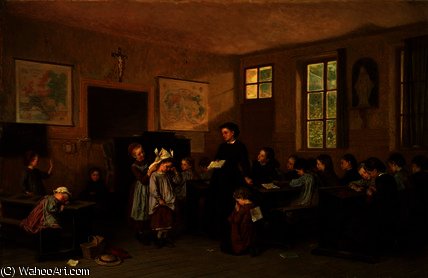 WikiOO.org - Encyclopedia of Fine Arts - Lukisan, Artwork Theophile Emmanuel Duverger - The naughty school children