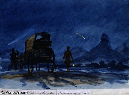 Wikioo.org - The Encyclopedia of Fine Arts - Painting, Artwork by Thomas Baines - Comet and meteor seen from camp
