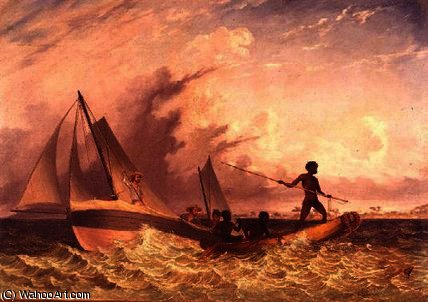 Wikioo.org – L'Encyclopédie des Beaux Arts - Peinture, Oeuvre de Thomas Baines - Le messenger's bateau long