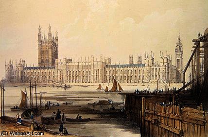 Wikioo.org - The Encyclopedia of Fine Arts - Painting, Artwork by Thomas Colman Dibdin - The New Houses of Parliament