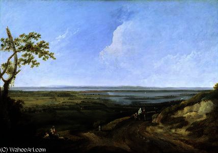 Wikioo.org - The Encyclopedia of Fine Arts - Painting, Artwork by Thomas Jones - View of Portsmouth from Portsdown Hill