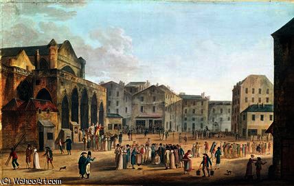 Wikioo.org - The Encyclopedia of Fine Arts - Painting, Artwork by Thomas Naudet - View of Saint-Germain-l'Auxerrois, c.1802
