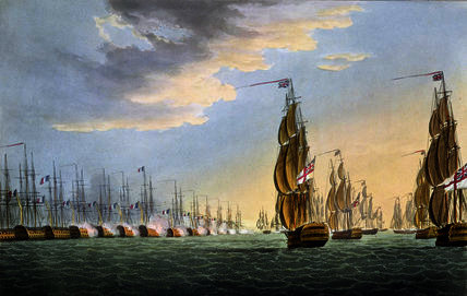 WikiOO.org - Encyclopedia of Fine Arts - Målning, konstverk Thomas Whitcombe - Battle of the Nile, August 1st