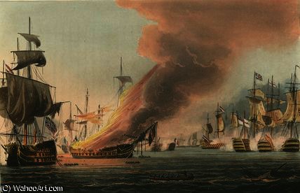 WikiOO.org - 백과 사전 - 회화, 삽화 Thomas Whitcombe - Battle of Trafalgar,