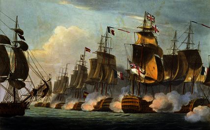 WikiOO.org - Енциклопедия за изящни изкуства - Живопис, Произведения на изкуството Thomas Whitcombe - Battle of Trafalgar, October 21st