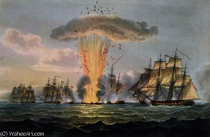 Wikioo.org - The Encyclopedia of Fine Arts - Painting, Artwork by Thomas Whitcombe - Capture and Destruction of Four Spanish Frigates