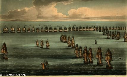 WikiOO.org - Enciklopedija likovnih umjetnosti - Slikarstvo, umjetnička djela Thomas Whitcombe - Commencement of the Battle of Trafalgar,