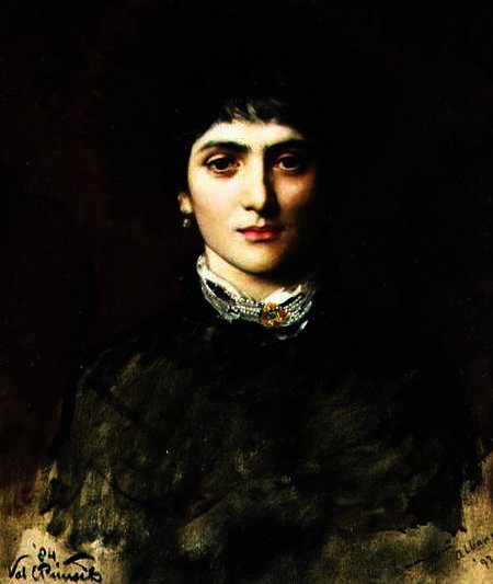 Wikioo.org - The Encyclopedia of Fine Arts - Painting, Artwork by Valentine Cameron Prinsep - Portrait of a Woman with Dark Hair