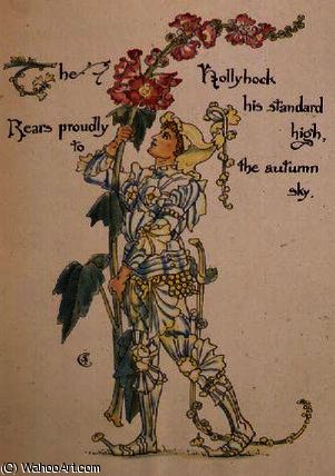 WikiOO.org - Enciclopédia das Belas Artes - Pintura, Arte por Walter Crane - The Hollyhock from the 'Flora's Feast'