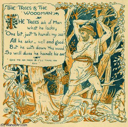 Wikioo.org - The Encyclopedia of Fine Arts - Painting, Artwork by Walter Crane - The Trees and the Woodman