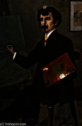 Wikioo.org - Die Enzyklopädie bildender Kunst - Malerei, Kunstwerk von Walter Greaves - Porträt von Whistler bei  sein  staffelei