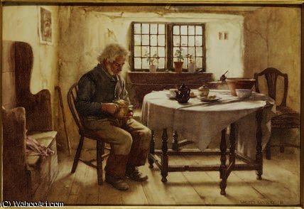 WikiOO.org - Енциклопедия за изящни изкуства - Живопис, Произведения на изкуството Walter Langley - A poor man's meal