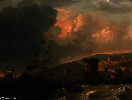 Wikioo.org - สารานุกรมวิจิตรศิลป์ - จิตรกรรม Wigerus Vitringa - Dutch shipping off an Italianate harbour