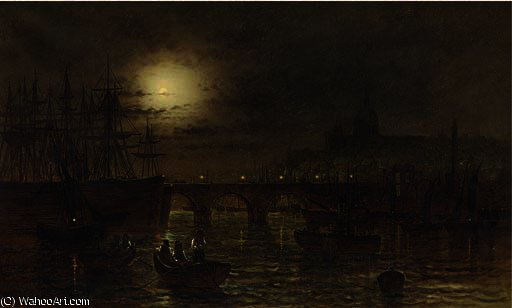 Wikioo.org - The Encyclopedia of Fine Arts - Painting, Artwork by Wilfred Jenkins - St. paul's from the thames by moonlight