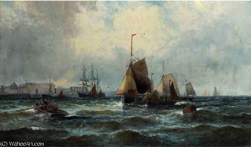 Wikioo.org - The Encyclopedia of Fine Arts - Painting, Artwork by William A. Thornley (Thornbery) - Shipping in the channel off the south coast