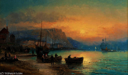 Wikioo.org - The Encyclopedia of Fine Arts - Painting, Artwork by William A. Thornley (Thornbery) - The coast at hastings