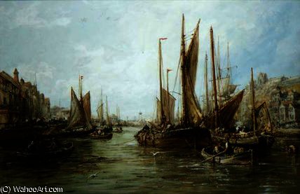 Wikioo.org - The Encyclopedia of Fine Arts - Painting, Artwork by William Edward Webb - Quayside with Fishing Boats