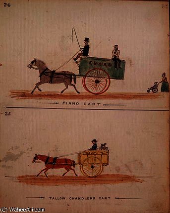 WikiOO.org - Encyclopedia of Fine Arts - Maleri, Artwork William Francis Freelove - The Piano Cart and The Tallow Chandler's Cart