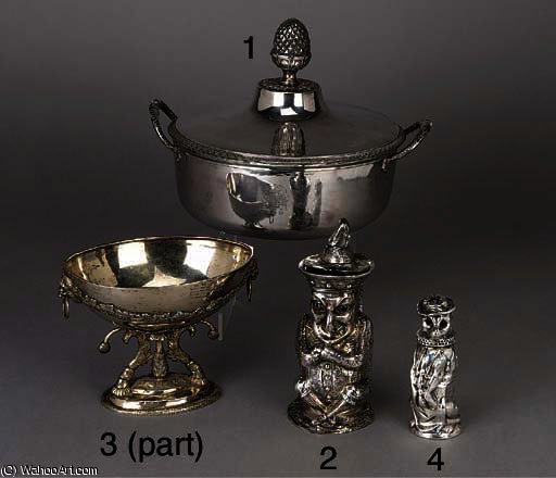 WikiOO.org - Encyclopedia of Fine Arts - Festés, Grafika William Fraser Garden - A french silver vegetable dish with an associated cover