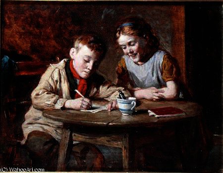WikiOO.org - אנציקלופדיה לאמנויות יפות - ציור, יצירות אמנות William Hemsley - Writing a Letter