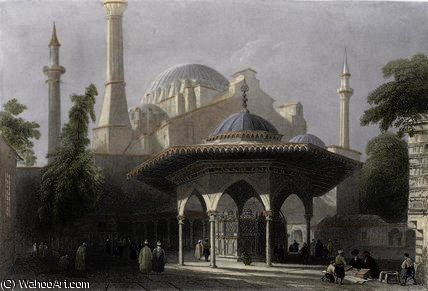 Wikioo.org - The Encyclopedia of Fine Arts - Painting, Artwork by William Henry Bartlett - Court and Fountain of St. Sophia