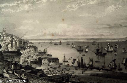 Wikioo.org - สารานุกรมวิจิตรศิลป์ - จิตรกรรม William Henry Bartlett - View of Cobh Harbour