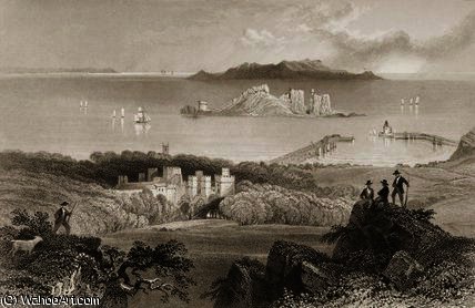 WikiOO.org - Encyclopedia of Fine Arts - Maalaus, taideteos William Henry Bartlett - View of Howth Castle