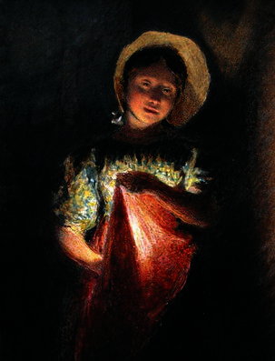 WikiOO.org - Encyclopedia of Fine Arts - Schilderen, Artwork William Henry Hunt - Girl in Candlelight