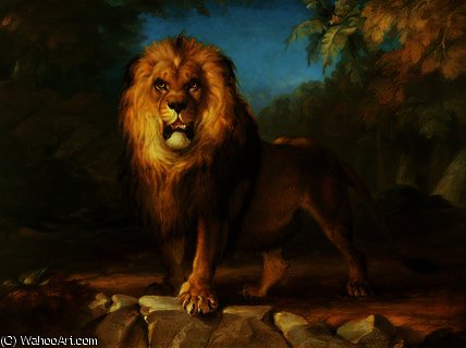 Wikioo.org - สารานุกรมวิจิตรศิลป์ - จิตรกรรม William Huggins - A lion,