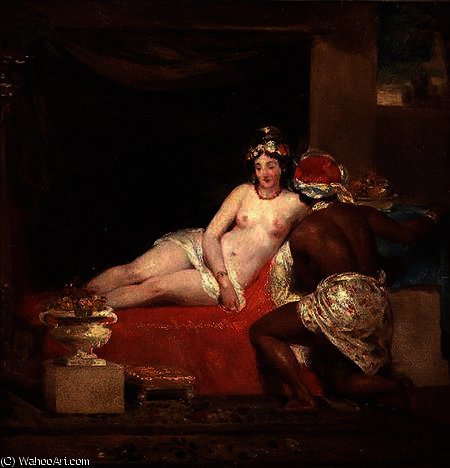 Wikioo.org - The Encyclopedia of Fine Arts - Painting, Artwork by William James Muller - An odalisque with a slave in an interior