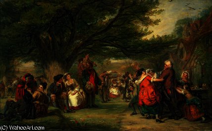 WikiOO.org - Encyclopedia of Fine Arts - Festés, Grafika William Powell Frith - Village merrymaking