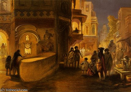WikiOO.org - Encyclopedia of Fine Arts - Schilderen, Artwork William Simpson - The Dewali or Festival of Lamps
