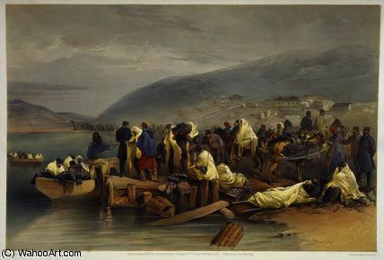 WikiOO.org - Encyclopedia of Fine Arts - Schilderen, Artwork William Simpson - The Embarkation of the Sick at Balaklava