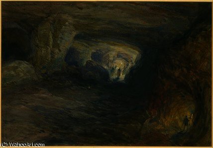 WikiOO.org - Encyclopedia of Fine Arts - Schilderen, Artwork William Simpson - The quarry caverns, jerusalem