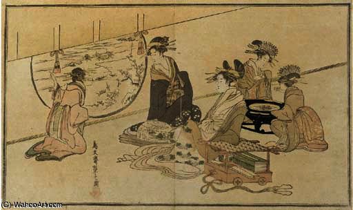 WikiOO.org - Encyclopedia of Fine Arts - Schilderen, Artwork Chōbunsai Eishi - Seated in an interior