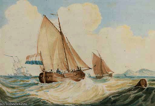 WikiOO.org - Εγκυκλοπαίδεια Καλών Τεχνών - Ζωγραφική, έργα τέχνης Francois Louis Thomas Francia - A dutch kaag in heavy weather