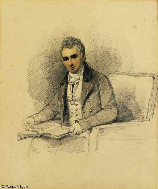 WikiOO.org - אנציקלופדיה לאמנויות יפות - ציור, יצירות אמנות Henry Edridge - Portrait of, 1st lord stanley of alderley, three-quarter-length, seated